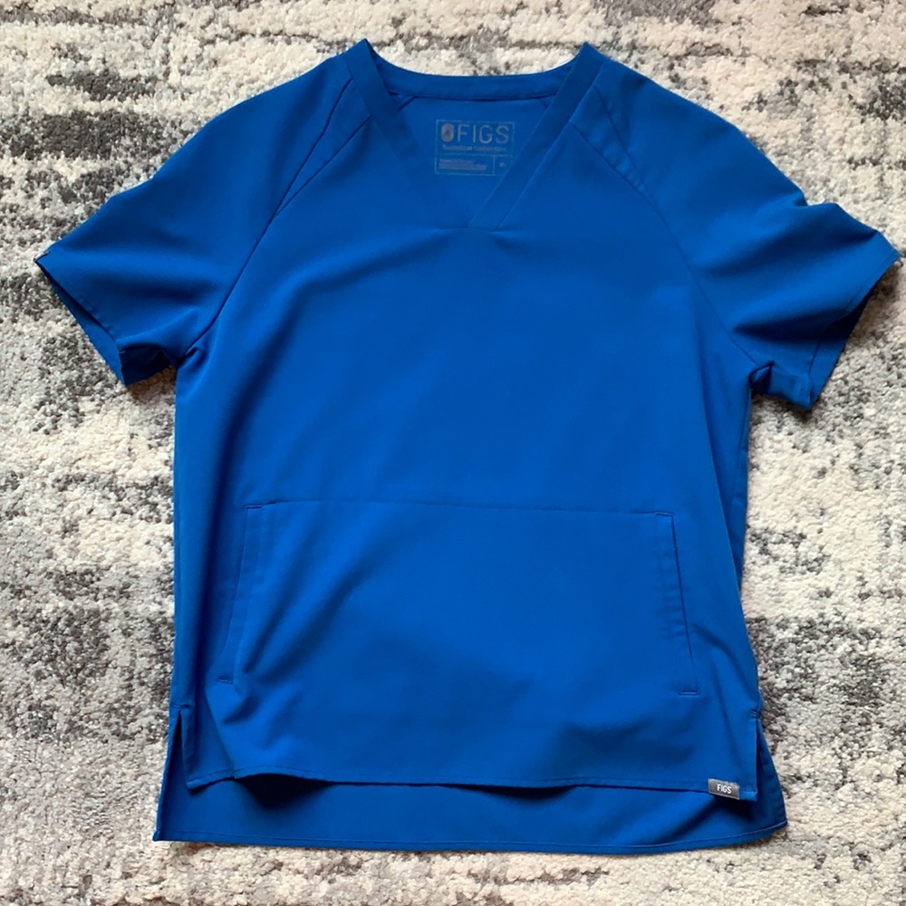 Figs XS Royal Blue Double Pocket Scrub Top